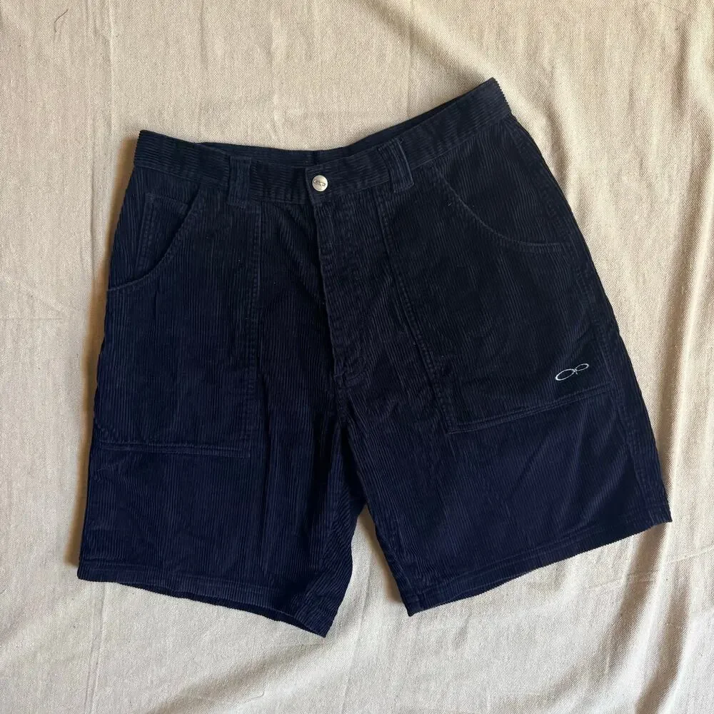 Vintage 90's Y2K Ocean Pacific Shorts Men's 34 Corduroy Navy Blue Surfer Retro